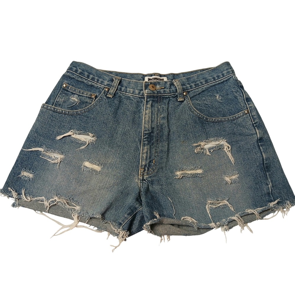 Vintage Xhilaration High Waisted Distressed Denim Shorts Blue Size 11 Cotton